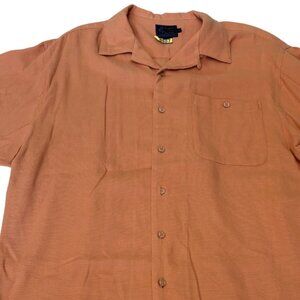 Tommy Bahama Indigo Palms Men's sz L 100% Cotton Orange Button Down Short Sleeve